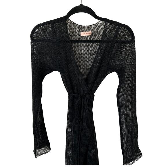 Vintage Y2K Suss Design Black Mohair Maxi Wrap Sweater – Loose Knit Empire Waist - Picture 2 of 6